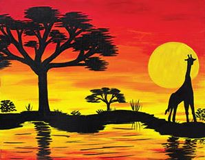 African Sunset Painting